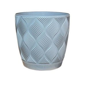 Květináč s podmiskou Flow Petit Eco Recycled 15 šedý