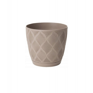 Květináč s podmiskou Flow Petit Eco Recycled 17 hnědý