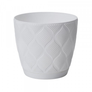Květináč s podmiskou Flow Petit Eco Recycled 19 bílý