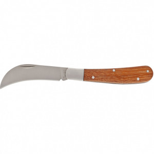 Zahradní zavírací nůž, 170 mm, zahnutá čepel, dřevěná rukojeť